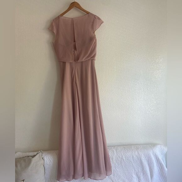 Jenny Yo Paltrow Overlay Chiffon Gown Maxi dress blush Pink Size 10 - Picture 10 of 16
